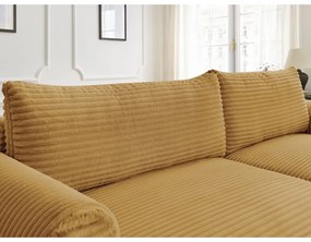 Menčestrová rozkladacia rohová pohovka v horčicovej farbe (pravý roh) Lucien – Bobochic Paris