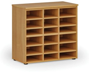 Triediaci regál PRIMO WOOD, 740 x 800 x 420 mm, 18 priehradok, buk