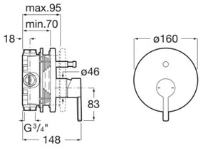 Roca A5A0B96C00 - Sprchová batéria pre podomietkovú inštaláciu NAIA lesklý chróm