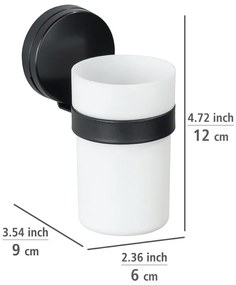 Čierno-biely nástenný pohárik na kefky Wenko Static-Loc® Plus