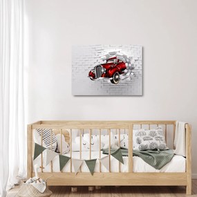 Sklenený obraz - Červené auto (70x50 cm)