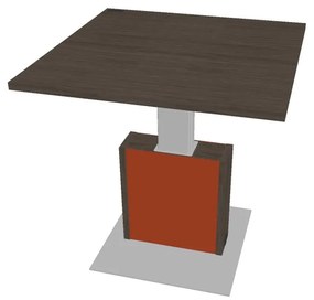 Výškovo nastaviteľný rokovací stôl Verno+ S 120 x 120 cm, dub antracit / oranžová
