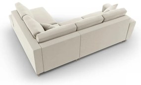 Béžová zamatová rozkladacia/s úložným priestorom rohová pohovka (pravý roh/do L) Kyoto – Cosmopolitan Design