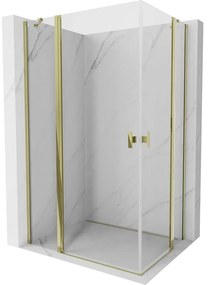 Mexen, Mexen Mist Duo sklápací sprchový kút 85 x 80 cm, transparentný, zlatý - 8A4-085-080-50-00