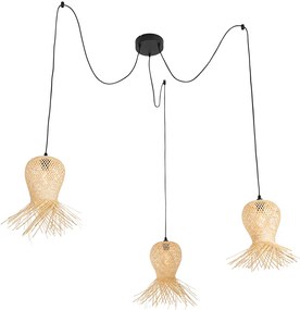 Orientálna vonkajšia závesná lampa bambus 3-svetlo IP44 - Carlos