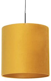 Závesná lampa s velúrovým odtieňom žltá so zlatom 40 cm - Combi