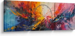 Obraz - Farebná abstrakcia (s hodinami) (90x30 cm)