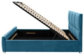 Modrá čalúnená posteľ FABRIZZIO SQUERE P 180x200 cm