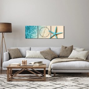 Obraz - Hviezdica na pláži (s hodinami) (90x30 cm)