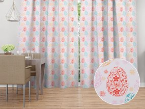 Biante Dekoračný záves TF-106 Farebné kraslice na bielom 140x170 cm