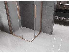 Mexen Velar L Duo, sprchový kút s posuvnými dverami 90 x 80 cm, 8mm sklo námraza, medená matná, 871-090-080-02-33-65