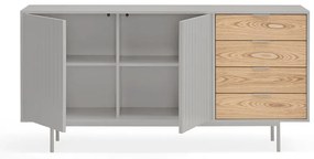 Nízka komoda v dekore duba v sivo-prírodnej farbe 159x80 cm Sierra – Teulat