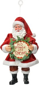 Červená závesná vianočná dekorácia Santa Claus držiaca ceduľu - 10*6*17 cm