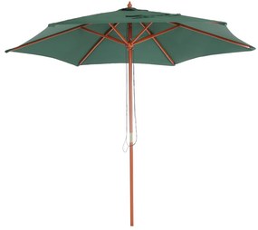 Slnečník Florida Ø 3 m - polyester/drevo - olivovo zelená