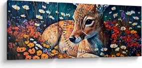 Obraz - Maľované srne (s hodinami) (90x30 cm)