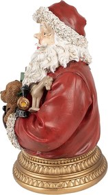 Vianočná dekorácia socha Santa s darčekmi a medvedíkom - 22*18*29 cm