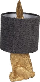 Zlatá stolná lampa králik s chlpatým šedým tienidlom Rabbi - Ø 20*43 cm / E27
