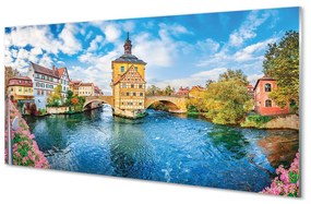 Nástenný panel  Nemecko staré mesto riečny mosty 120x60 cm