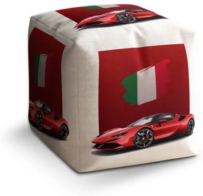 Sablio Taburet Cube Ferrari Talianska vlajka na červenom bloku: 40x40x40 cm