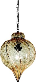 SIRU - Luster na reťazi GOCCIA 1xE27/60W/230V pr.25 cm béžová/hnedá benátske sklo