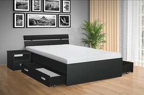 Nabytekmorava Drevená posteľ RAMI -M 160x200 cm dekor lamina: Akát, matrac: MATRACE 19cm, ORTHOPEDY MAXI