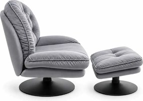 LuxuryForm DESIGN Otočné kreslo LUNA s podnožkou - sivé