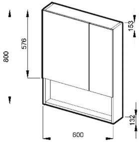 JIKA H4532410383041 - Zrkadlová skrinka LYRA 80x60 cm biela s policou