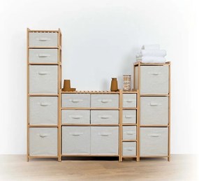 Polička do kúpeľne Tidy Box4, biela/s drevenými prvkami