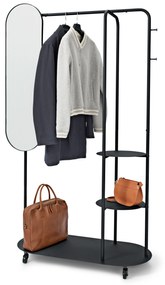 Štandardná vešiaková stena na kolieskach s veľkým zrkadlom