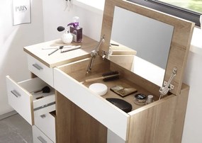 Toaletný/písací stolík Make Up, dub sonoma/biely
