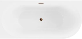 Mexen Mia, voľne stojaca rohová vaňa, lavá, 180 x 80 cm, biela, ružové zlato prepad, 52691808000L-60