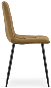 Set troch jedálenských stoličiek KARA zamatové, hnedé / čierne nohy (3 ks)