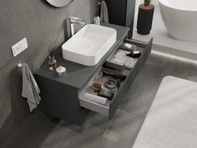 Mexen Rivel, kúpeľňová skrinka 120 cm, 2 zásuvky, drážkovaná, grafitová matná, 91A20-12047-2-BFF66