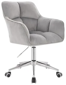 LuxuryForm DESIGN Kreslo AMALFI VELUR na striebornej podstave s kolieskami - svetlo šedé