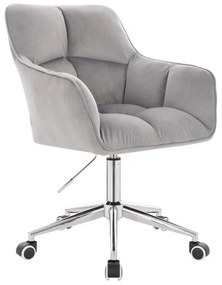 LuxuryForm DESIGN Kreslo AMALFI VELUR na striebornej podstave s kolieskami - svetlosivé