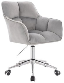LuxuryForm DESIGN Kreslo AMALFI VELUR na striebornej podstave s kolieskami - svetlo šedé
