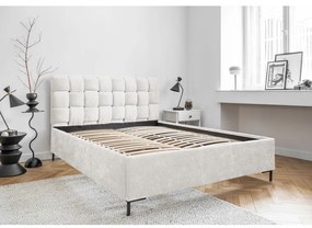 Krémovobiela čalúnená dvojlôžková posteľ s roštom 180x200 cm Eve – Miuform
