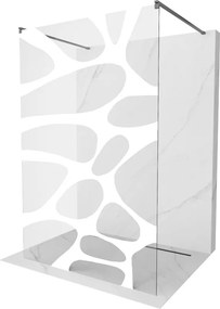 Mexen Kioto, sprchová zástena Walk-In 100 x 200 cm, 8mm číre sklo biely vzor, grafitový profil, 800-100-002-95-97