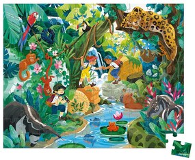 Janod Puzzle v kufríku 100ks: Dobrodružstvo v džungli