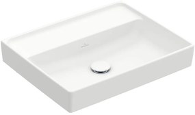 VILLEROY &amp; BOCH Collaro závesné umývadlo bez otvoru, bez prepadu, 550 x 440 mm, Stone White, s povrchom CeramicPlus, 4A3358RW