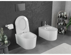 Mexen Sofia, závesná WC misa 490x360x355 mm, Rimless Tornádo + WC sedadlo z duroplastu, biela lesklá, 30540300T