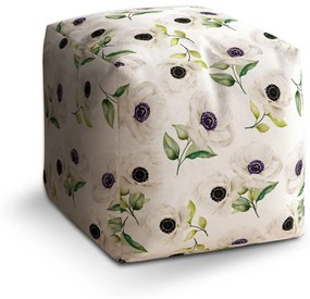 Sablio Taburet Cube Biele sasanky: 40x40x40 cm