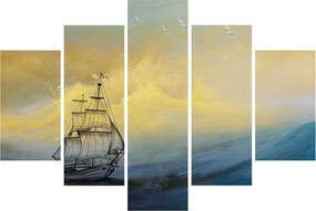 Obraz - Maľba lode na mori (150x105 cm)
