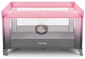 Lionelo - Cestovná postieľka STEFI ružová/šedá