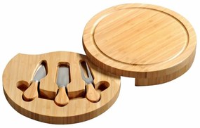 Kesper 58642 Doštička na krájanie syra s príborom bambus, 23 x 23 x 3,6 cm