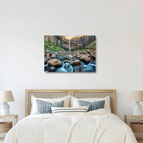 Sklenený obraz - Vodopád Svartifoss, Island (70x50 cm)