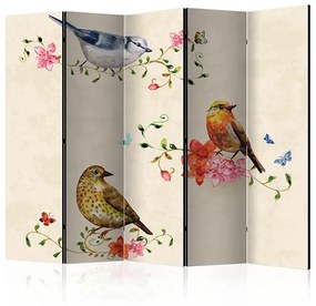 Paraván - Bird Song II [Room Dividers] Veľkosť: 225x172, Verzia: Obojstranný