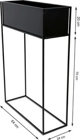 KOVOVÝ KVETINÁČ SO STOJANOM RECT 90X24X64 CM ČIERNA