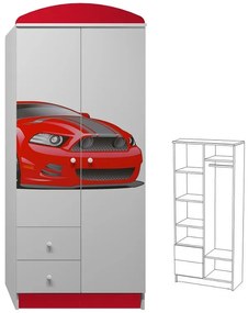 Šatníková skriňa ČERVENÝ ŠPORTIAK - TYP E