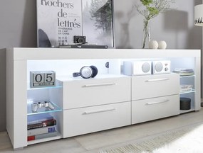 TV stolík Goal 179 cm, biely, s osvetlením